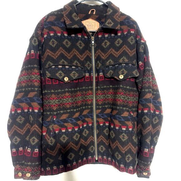 VTG Woolrich Wool Aztec Southwest Ranch Barn Chore Coat Jacket Men’s Large - Picture 3 of 12